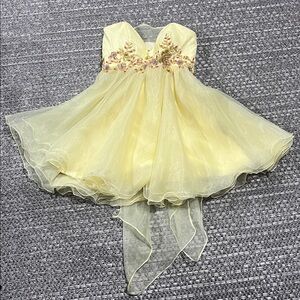 Yellow Strapless Mini Formal Dress